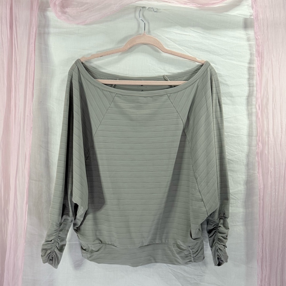 Prana Ruched Sleeve Dolman Top Gray | Med